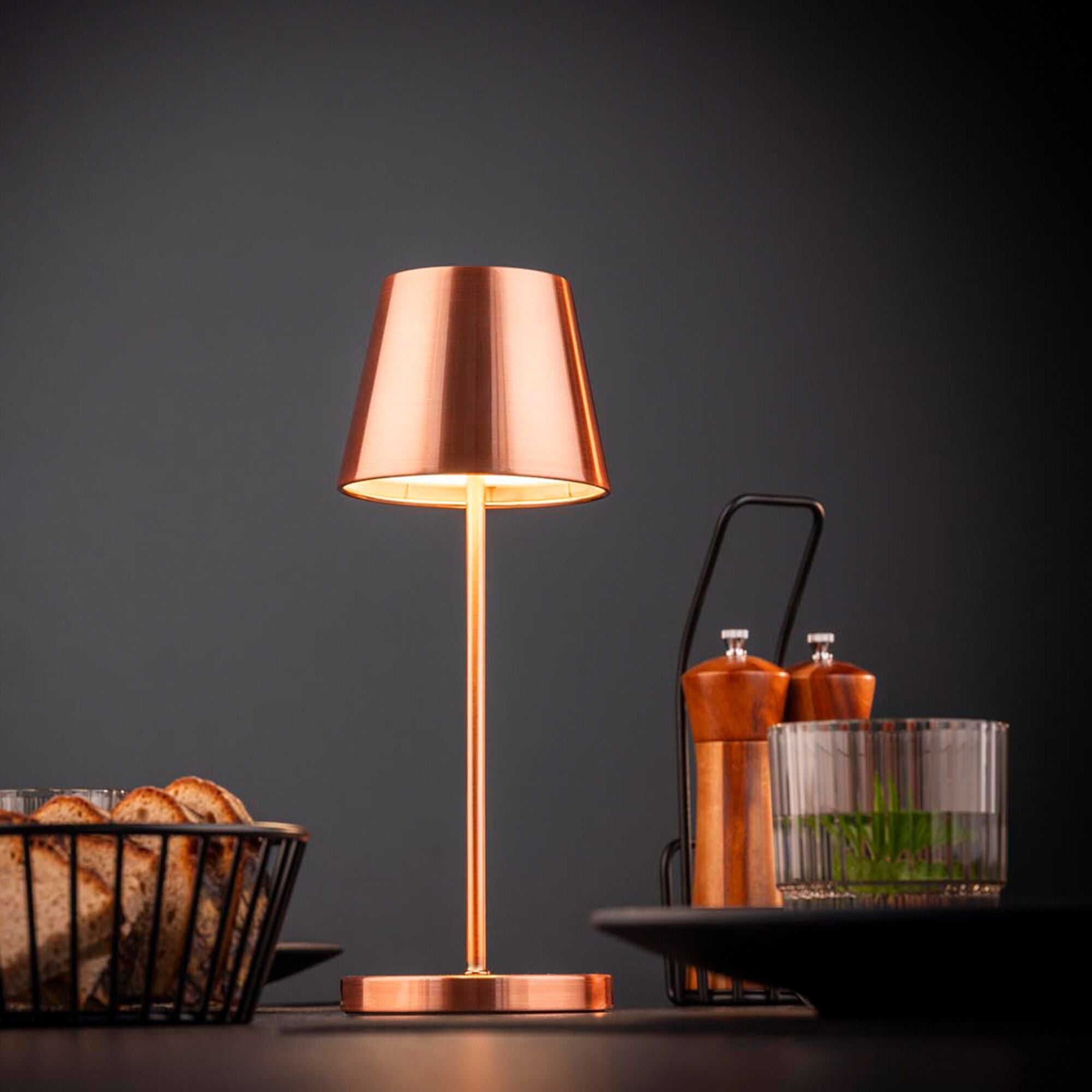MERLE Tischlampe 305 mm Kupfer 4er-Set
