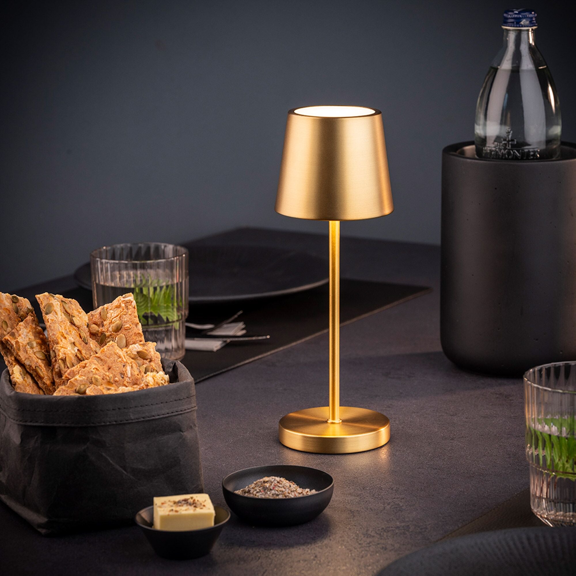 MERLE MINI Tischlampe 3-Stufen-Dimmbar Gold 4 Stück