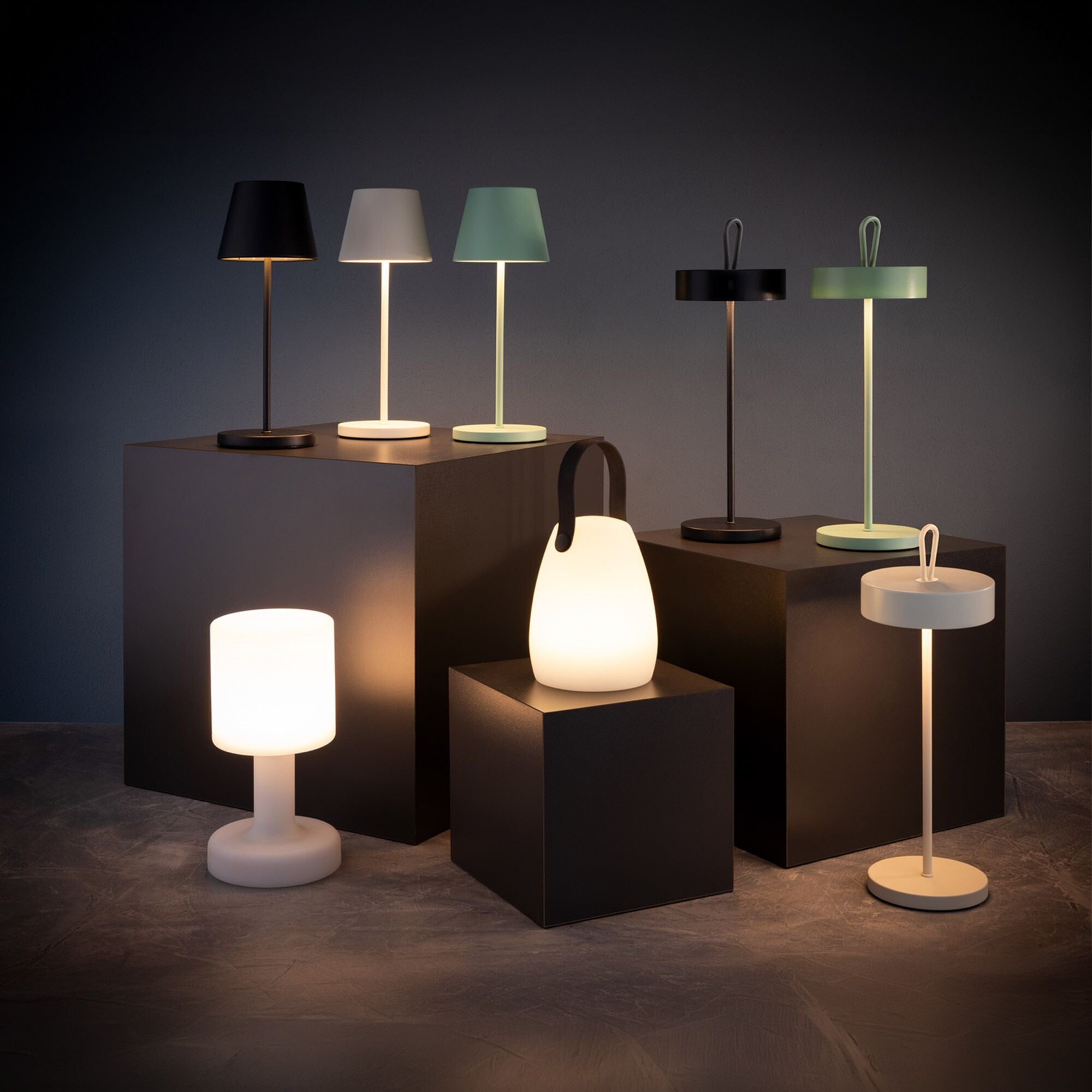 MERLE MINI Stmívatelná Stolní Lampa Kovová Černá 4 Ks