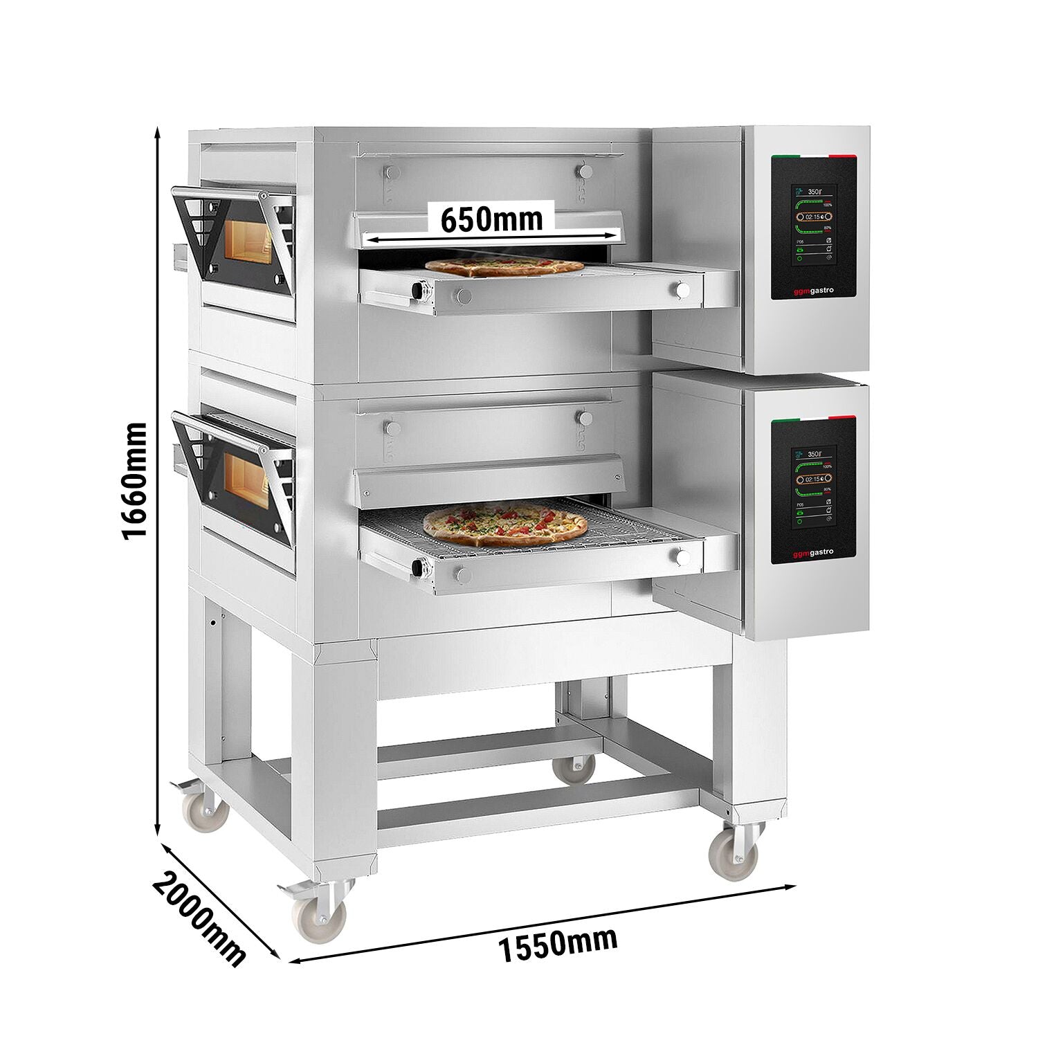 GGM Gastro Gas-Durchlaufofen 1550 mm 2 Backkammern Touchscreen