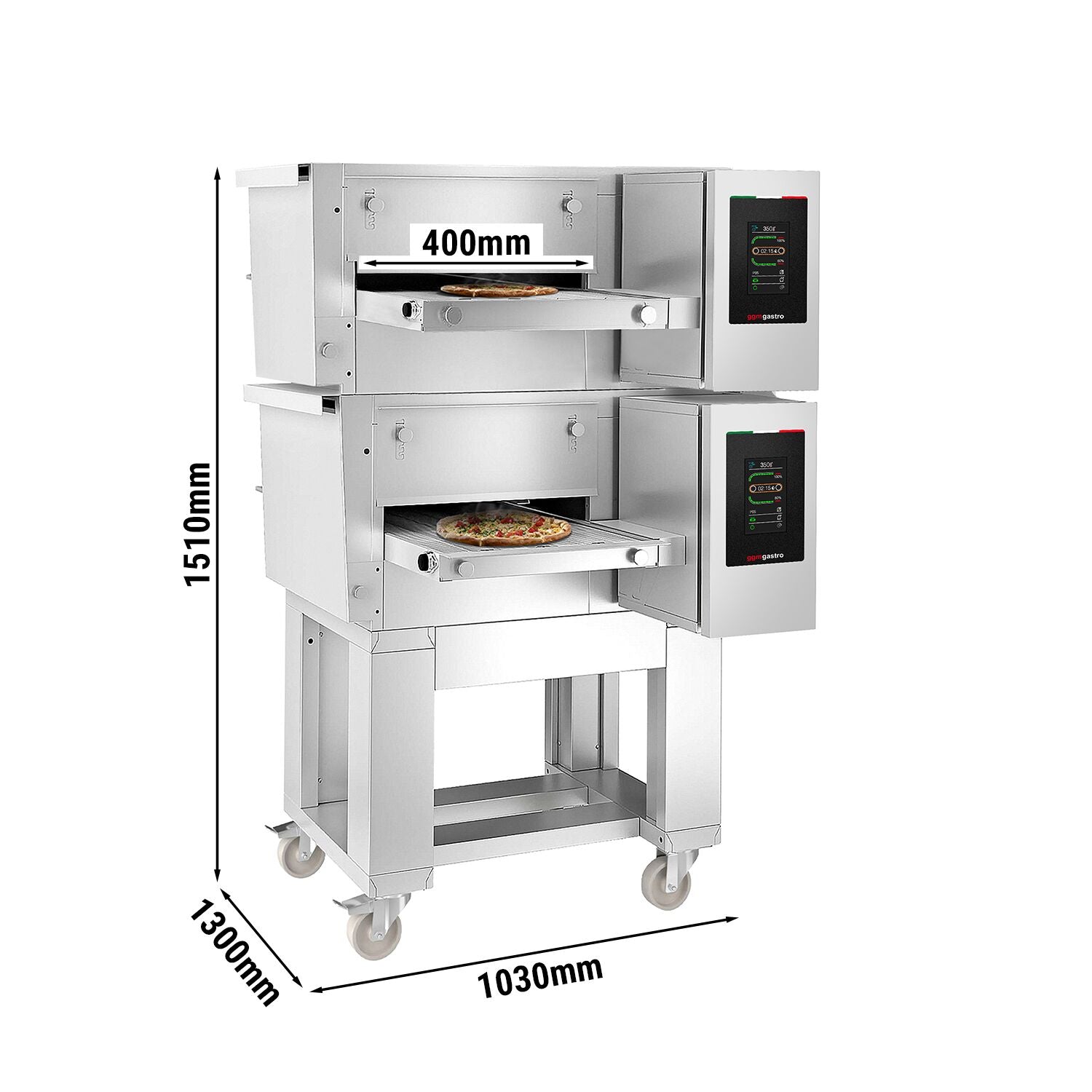 Plynová Pásová Pec 1030 x 1300 mm Dotykový Displej 2 Komory