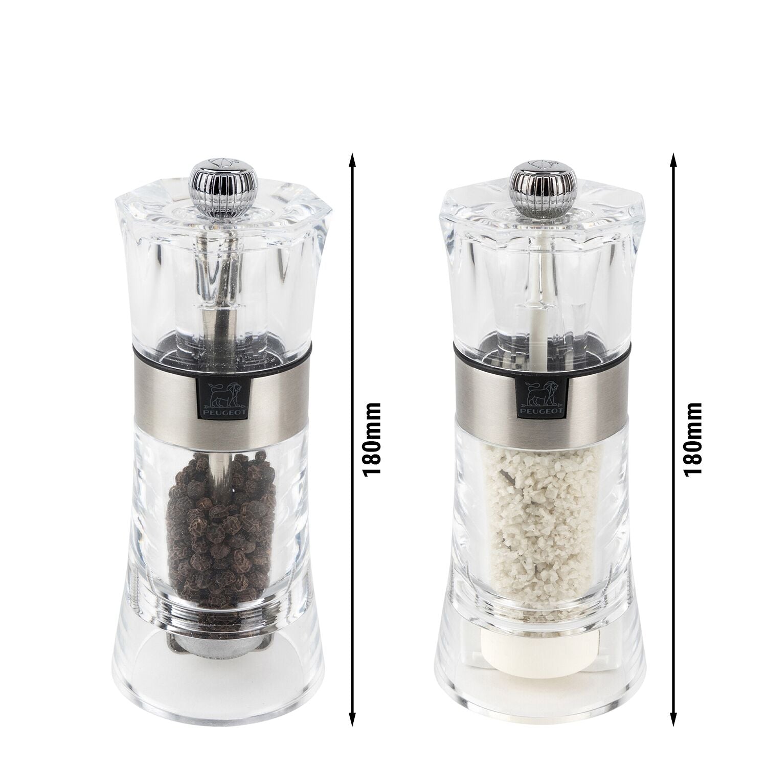 PEUGEOT OSLO Salz- und Pfeffermühle Acryl Edelstahl 140 mm 6 Stück
