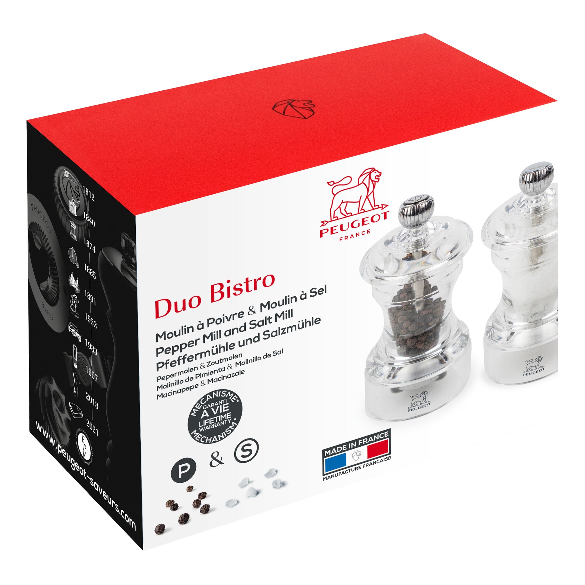 PEUGEOT BISTRO Salzmühle und Pfeffermühle Acryl 100 mm 6 Stück