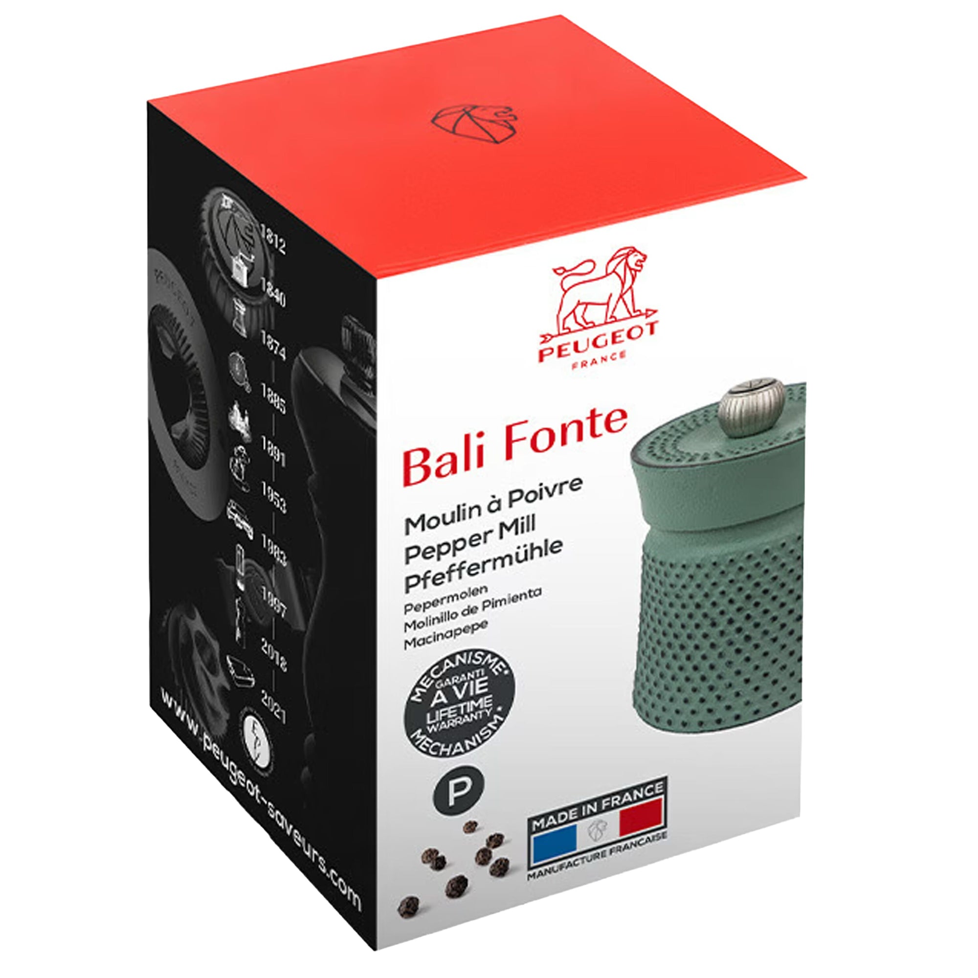 PEUGEOT BALI FONTE Pfeffermühle Gusseisen Grün 80 mm 6 Stück