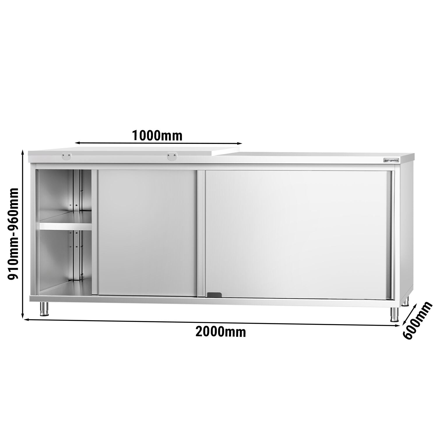 GGM Gastro PREMIUM Arbeitsschrank Edelstahl 2000 mm