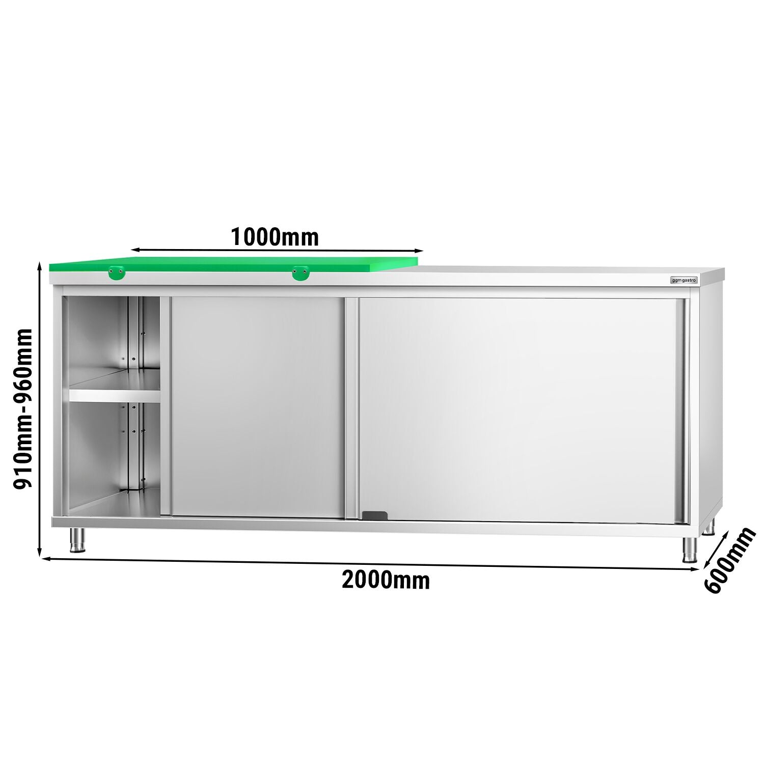 GGM Gastro PREMIUM Arbeitsschrank Edelstahl 2000 mm