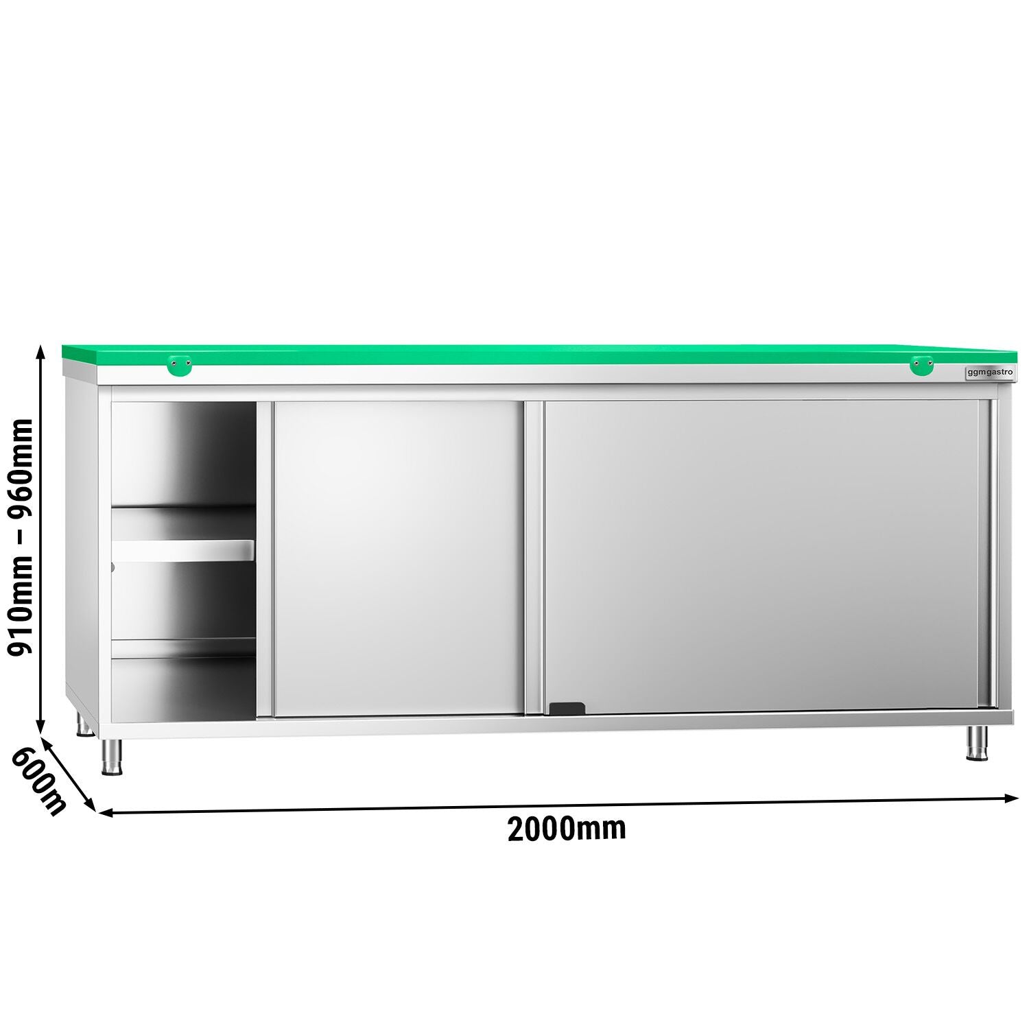 GGM Gastro PREMIUM Arbeitsschrank Edelstahl 2000 mm