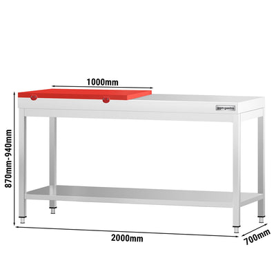 PREMIUM Edelstahl Arbeitstisch 2000 mm 700 mm mit Bodenregal