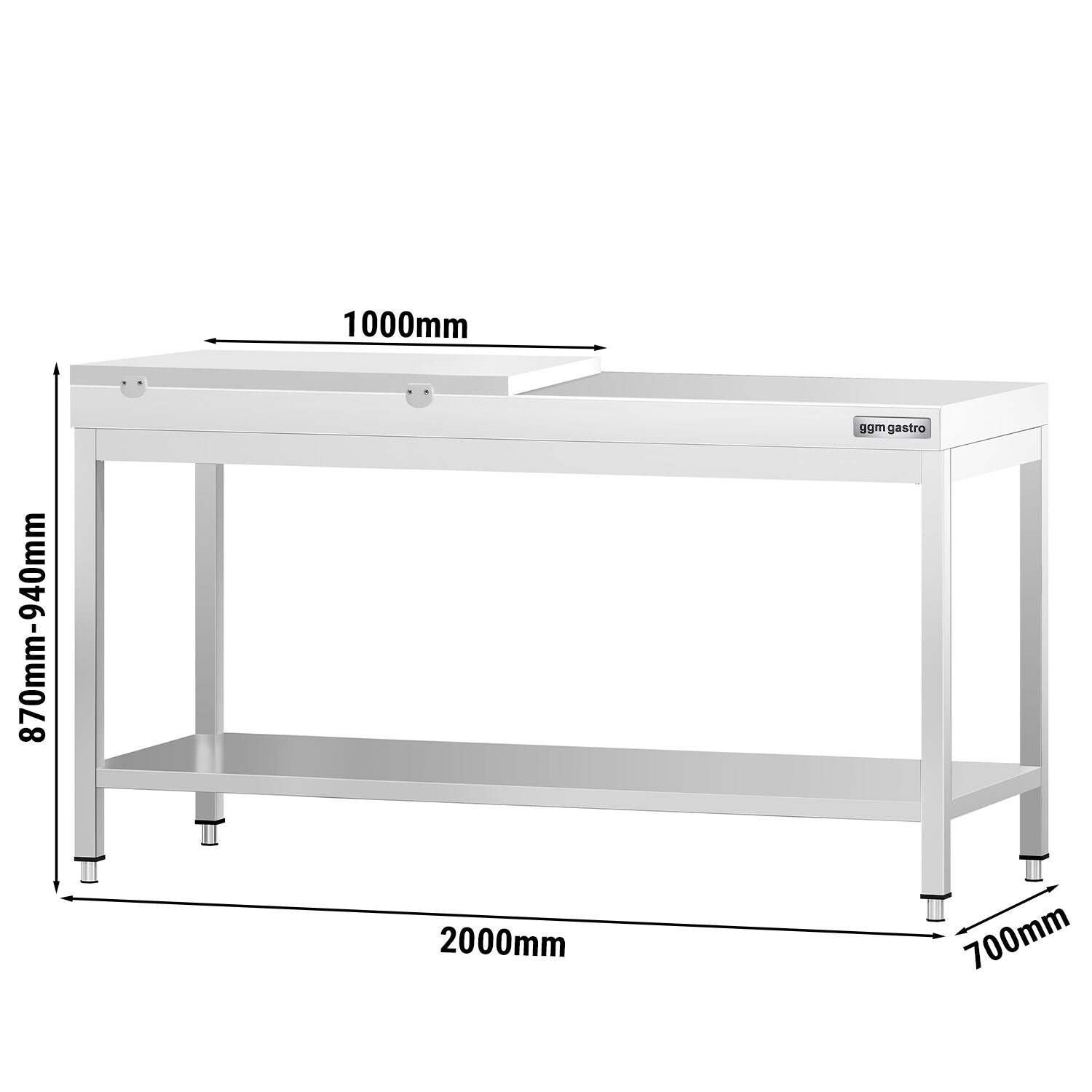 GGM Gastro PREMIUM Arbeitstisch Edelstahl 2000 mm