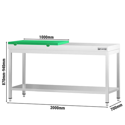 Nerezový Pracovní Stůl PREMIUM 2000 mm s Policí a Krájecí Desk