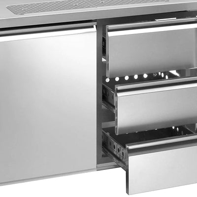 Výčepní pult Premium PLUS 1550 mm 700 mm Nerez 1 dřez 3 zásuvky