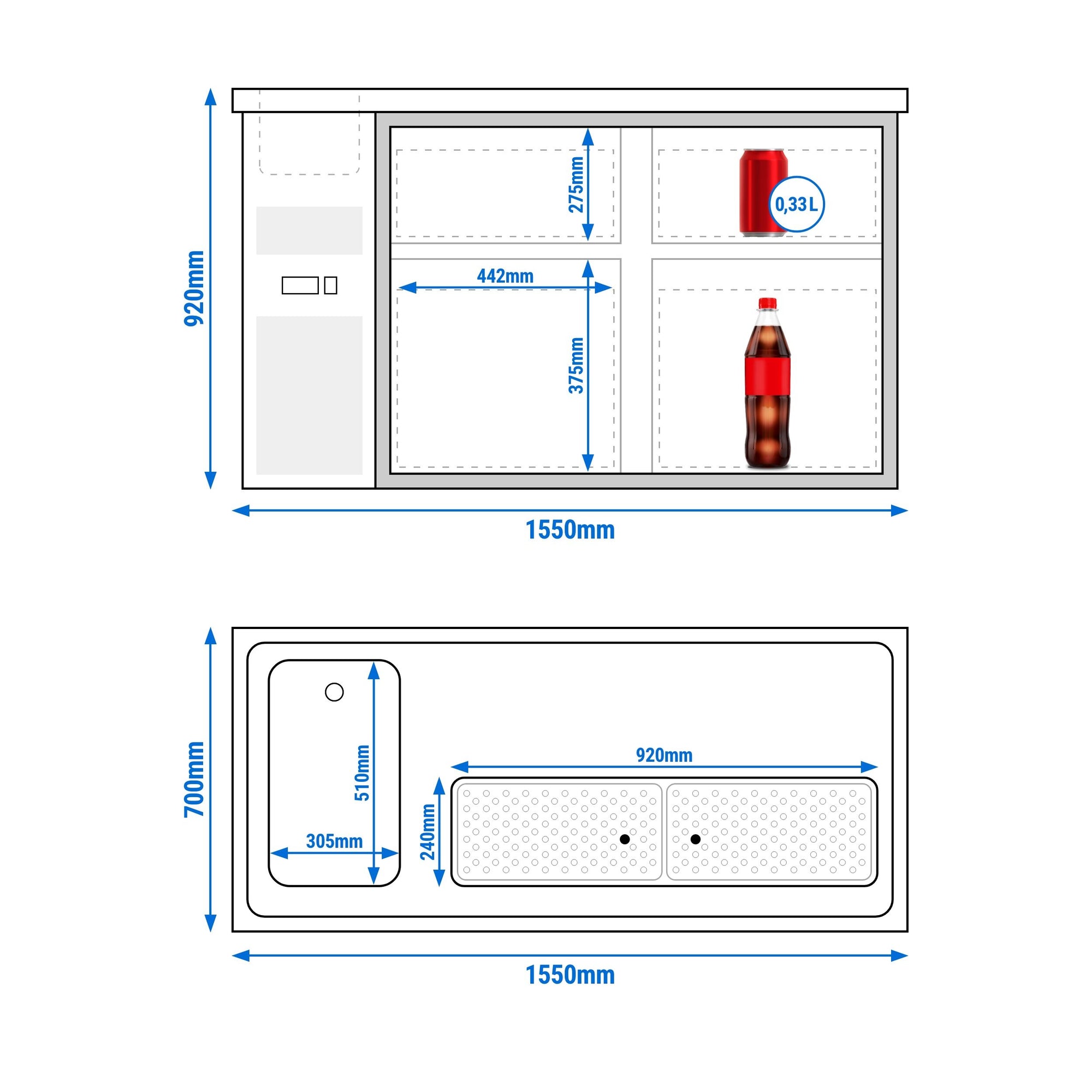 GGM Gastro Premium PLUS Zapfschrank 1550 mm 4 Schubladen