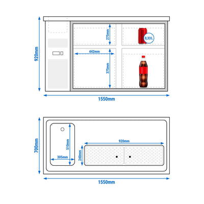 GGM Gastro Premium PLUS Zapfschrank 1550 mm 4 Schubladen