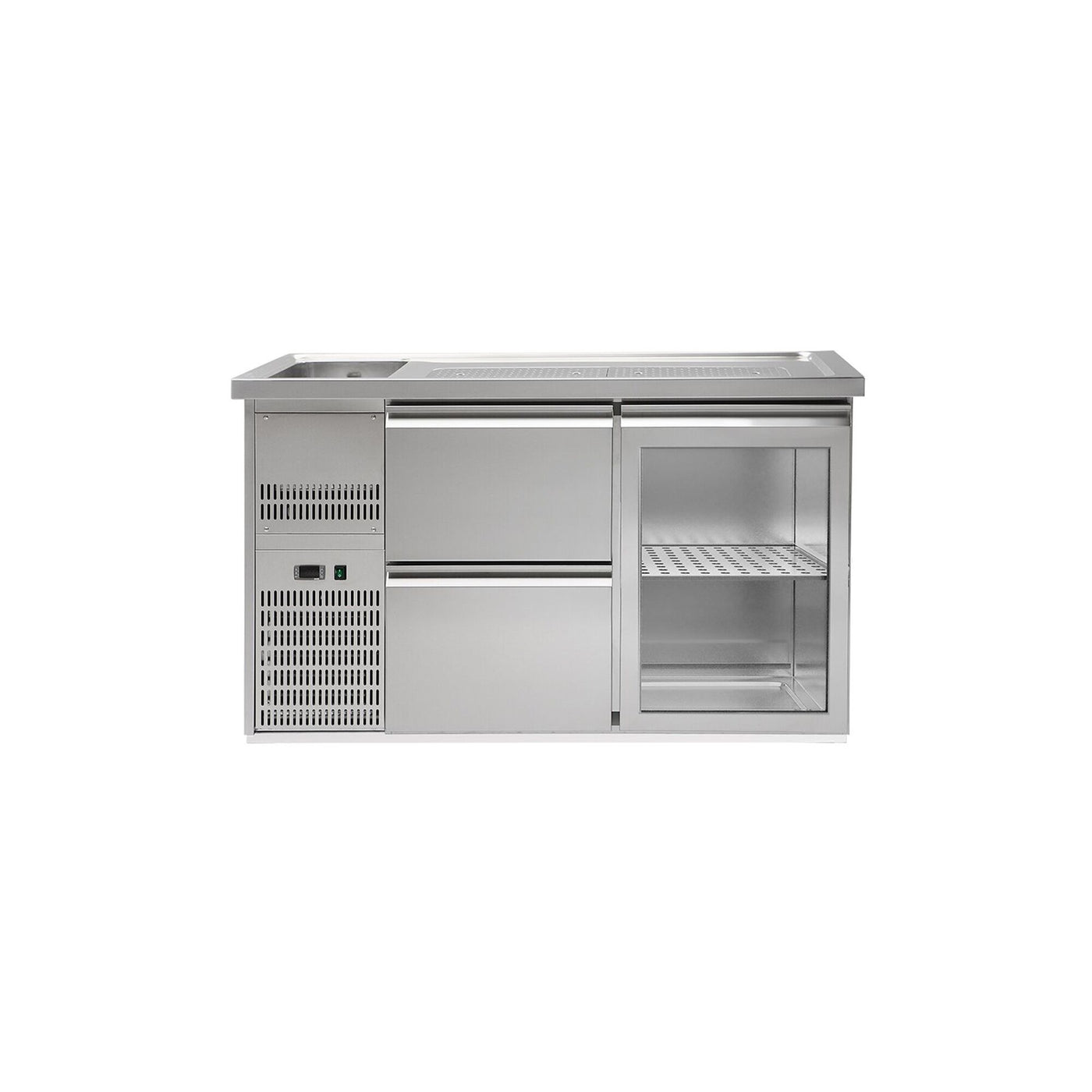 GGM Gastro Schanktheke Premium PLUS 1550 mm 1 Spülbecken 2 Schubladen