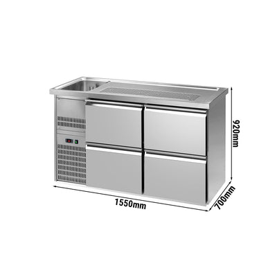 GGM Gastro Výčepní Pult Premium PLUS 1550 mm 700 mm Nerez 4 Zásuvky