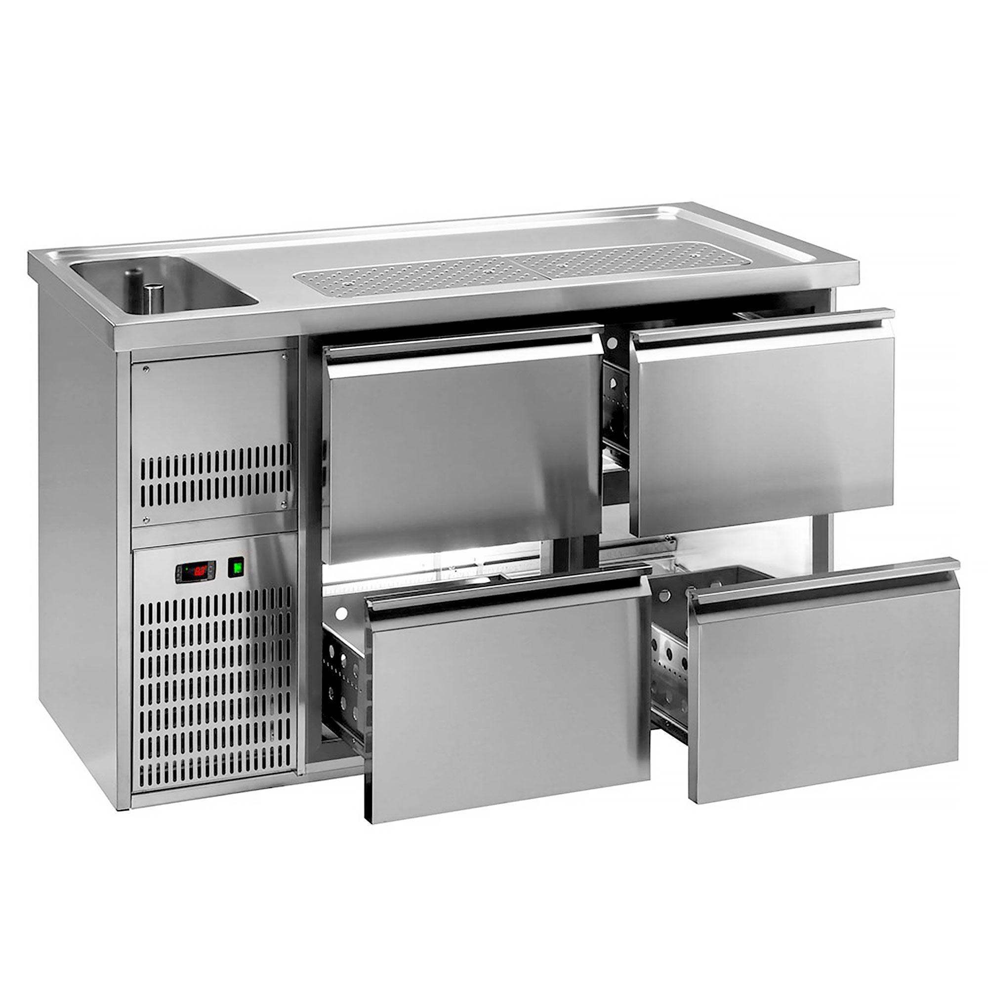 GGM Gastro Výčepní Pult Premium PLUS 1550 mm 700 mm Nerez 4 Zásuvky