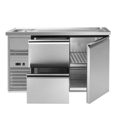 GGM Gastro Výčepní Pult Premium PLUS 1550 mm 1 Dřez 2 Zásuvky