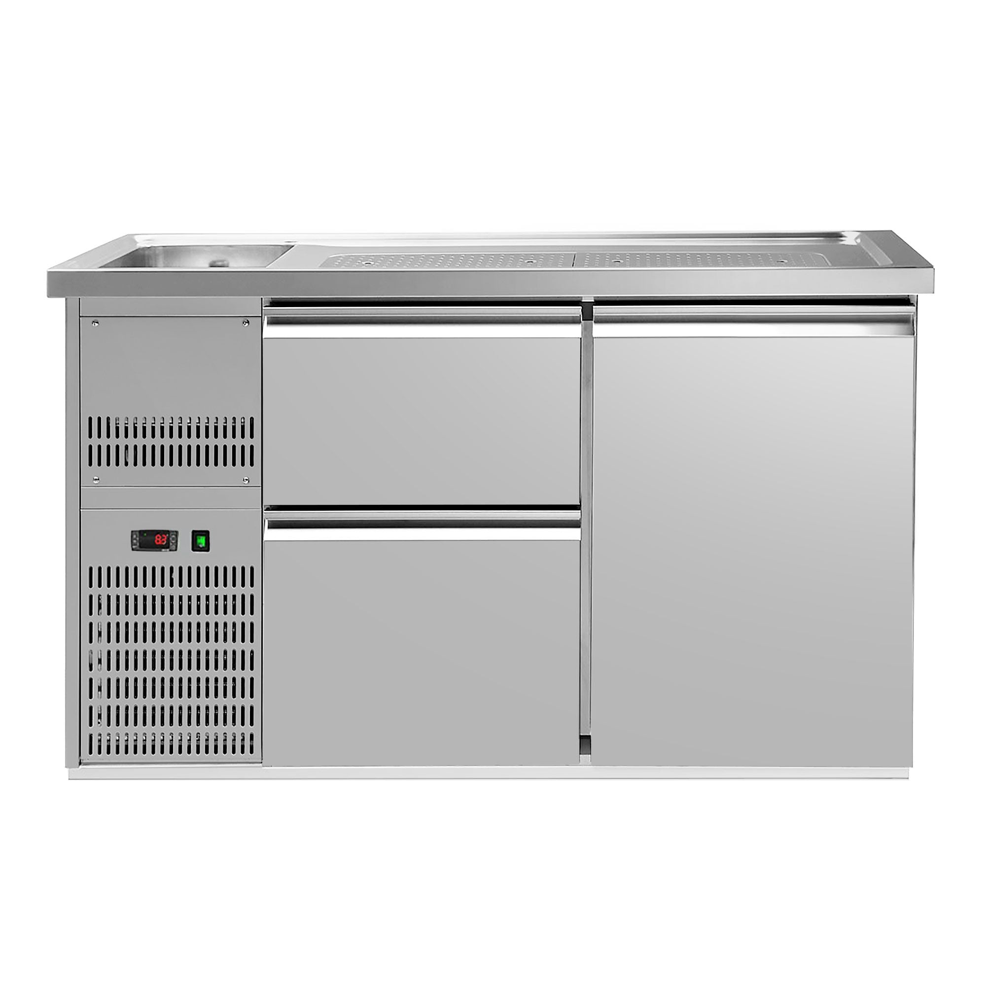 GGM Gastro Výčepní Pult Premium PLUS 1550 mm 1 Dřez 2 Zásuvky