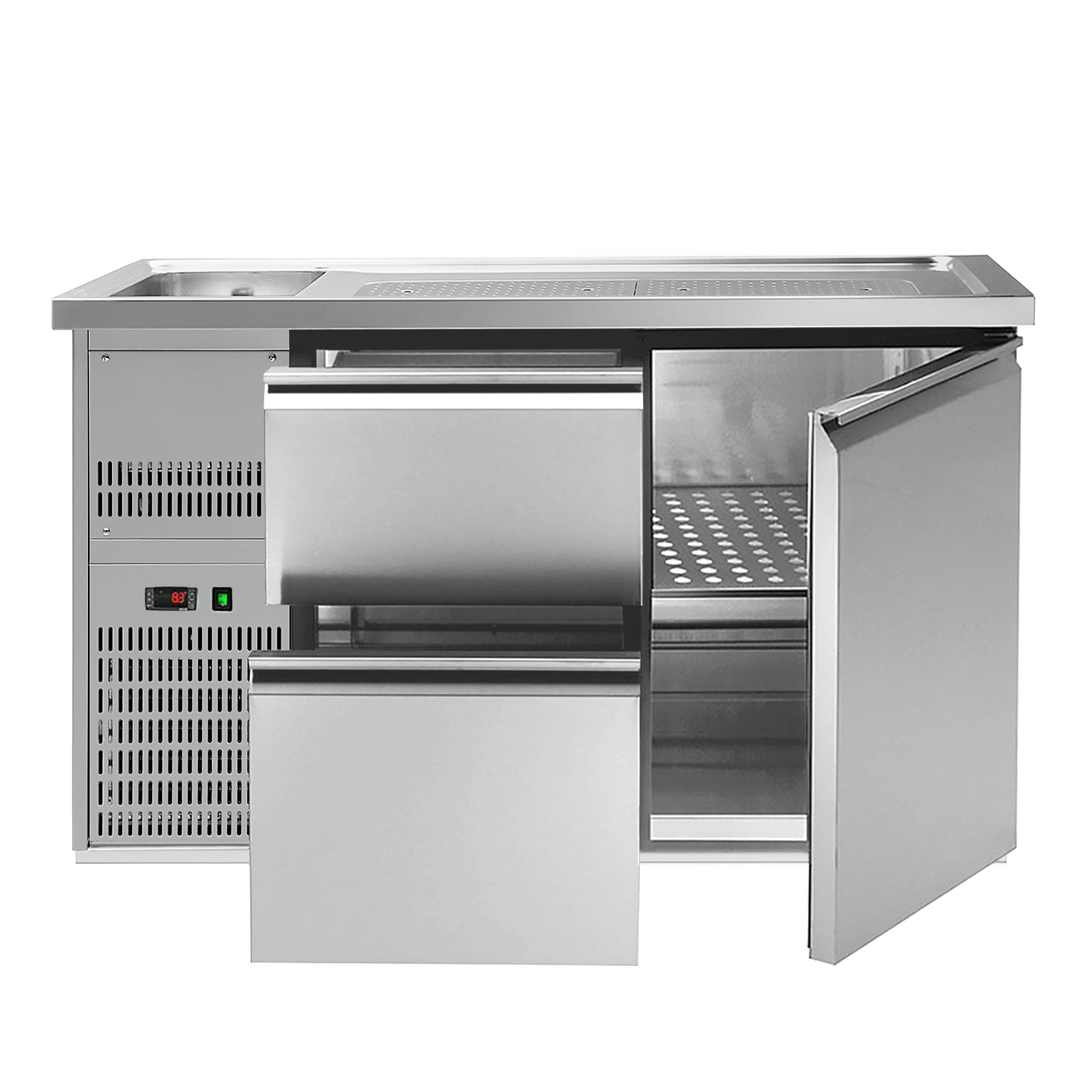 GGM Gastro Výčepní Pult Premium PLUS 1550 mm 1 Dřez 2 Zásuvky