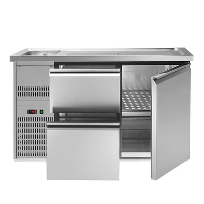 GGM Gastro Výčepní Pult Premium PLUS 1550 mm 1 Dřez 2 Zásuvky