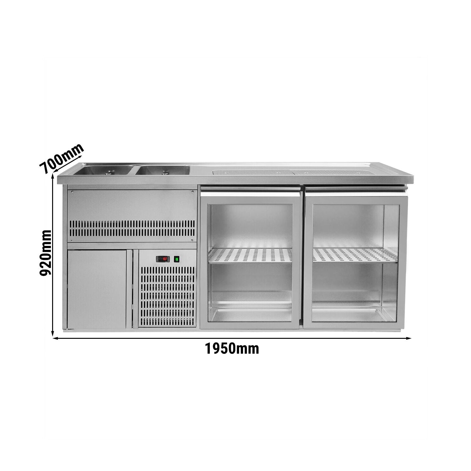Ausschanktheke Premium PLUS 1950 mm 2 Glastüren