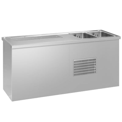 GGM Gastro Výčepní Pult Premium PLUS 1950 mm 2 Dřezy 3 Zásuvky