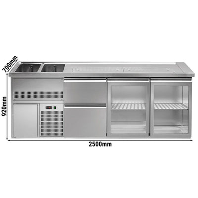 GGM Gastro Výčepní Pult Premium PLUS Nerez 2500 mm 2 Skleněné Dveře