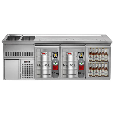 GGM Gastro Výčepní Pult Premium PLUS 2500 x 700 mm 3 Skleněné Dveře