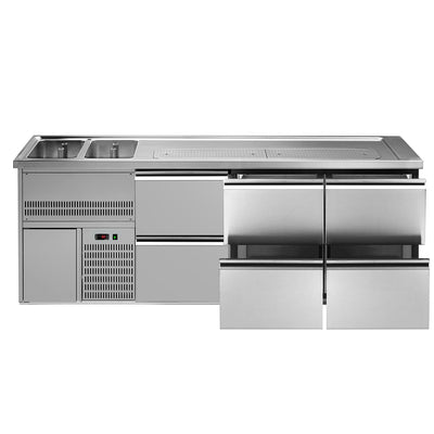 Ausschanktheke Premium PLUS 2500 mm 2 Becken 6 Schubladen