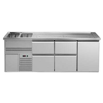 GGM Gastro Výčepní Pult Premium PLUS 2500 mm 2 Dřezy 4 Zásuvky