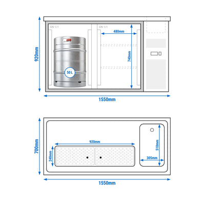 Ausschanktheke PREMIUM PLUS 1550 mm 2 Türen