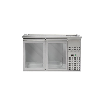 GGM Gastro Výčepní Pult PREMIUM PLUS 1550 mm 1 Dřez 2 Skleněné Dveře