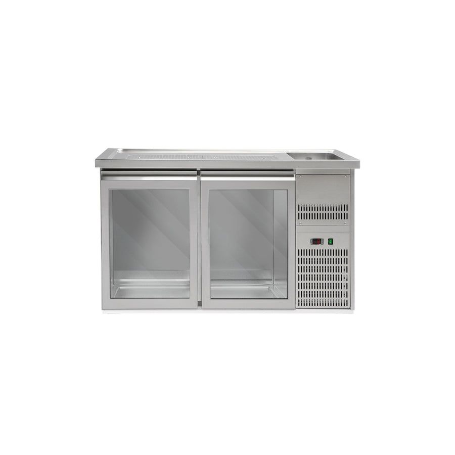 GGM Gastro Výčepní Pult PREMIUM PLUS 1550 mm 1 Dřez 2 Skleněné Dveře