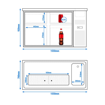 GGM Gastro Výčepní Pult PREMIUM PLUS 1550 mm 4 Zásuvky