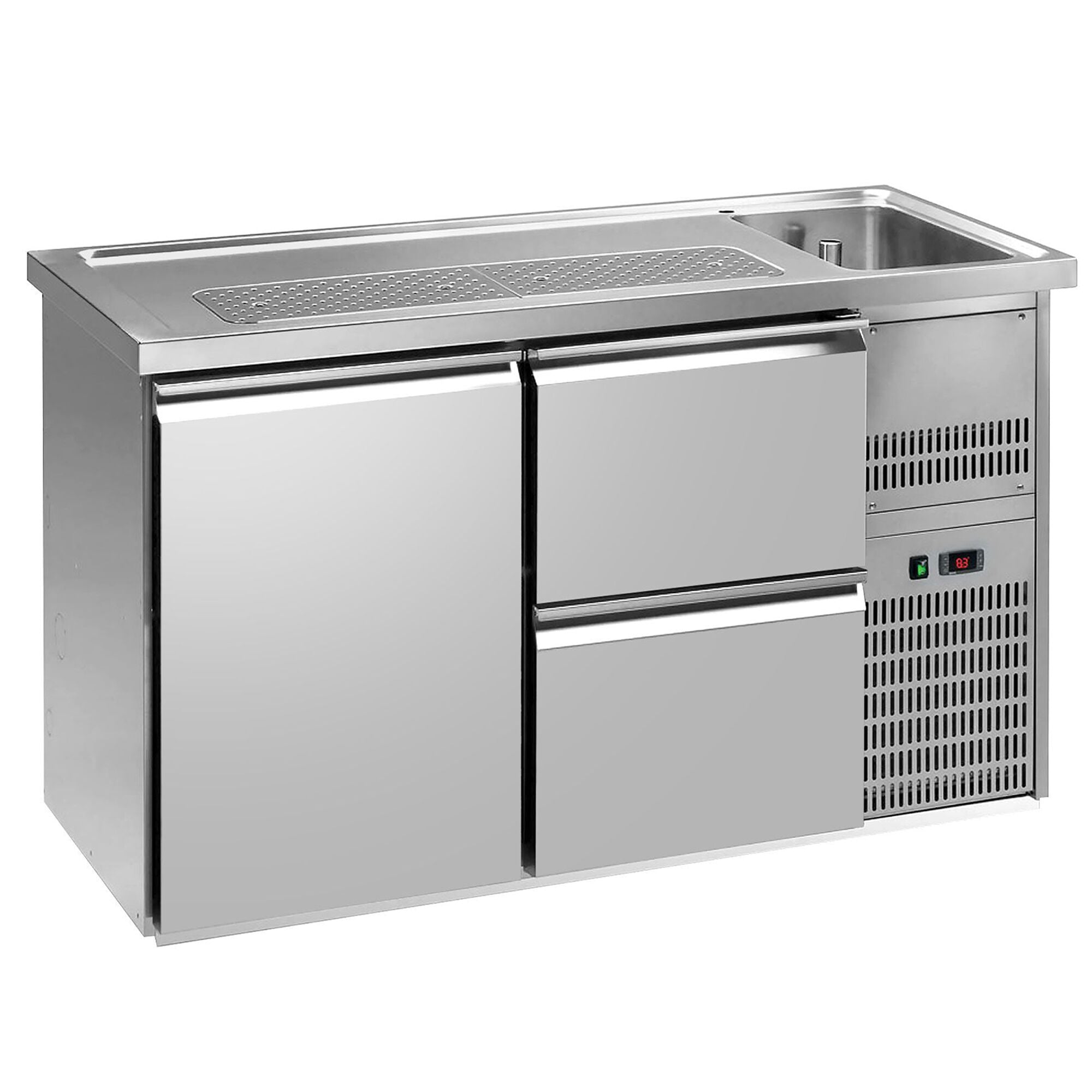 GGM Gastro PREMIUM PLUS Výčepní Pult 1550 mm 1 Dřez 2 Zásuvky