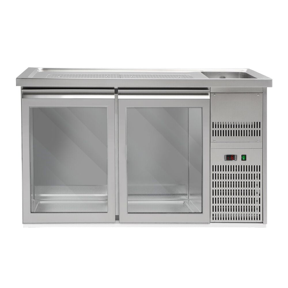 GGM Gastro Výčepní Pult PREMIUM PLUS 1550 mm 1 Dřez 2 Skleněné Dveře