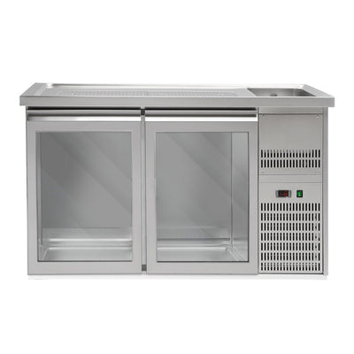 GGM Gastro Výčepní Pult PREMIUM PLUS 1550 mm 1 Dřez 2 Skleněné Dveře