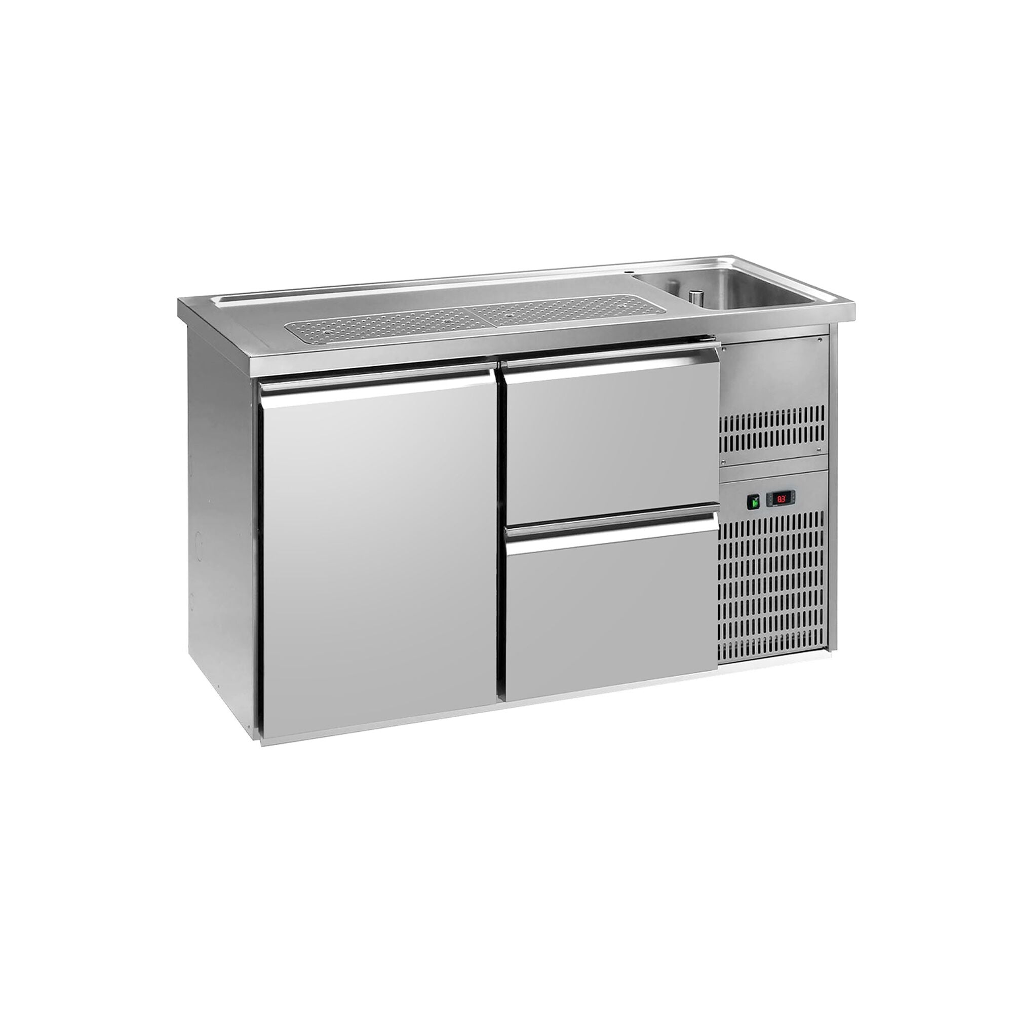 GGM Gastro PREMIUM PLUS Výčepní Pult 1550 mm 1 Dřez 2 Zásuvky