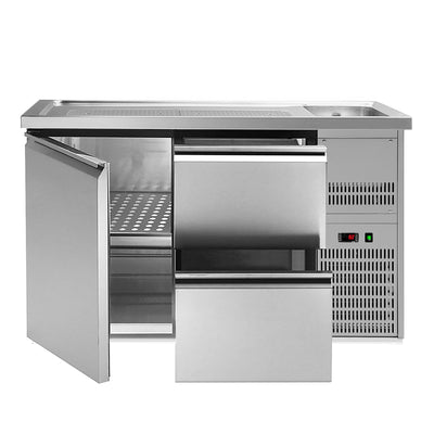 GGM Gastro PREMIUM PLUS Výčepní Pult 1550 mm 1 Dřez 2 Zásuvky