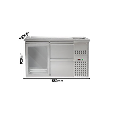 GGM Gastro Výčepní Pult PREMIUM PLUS 1550 mm 1 Dřez 2 Zásuvky