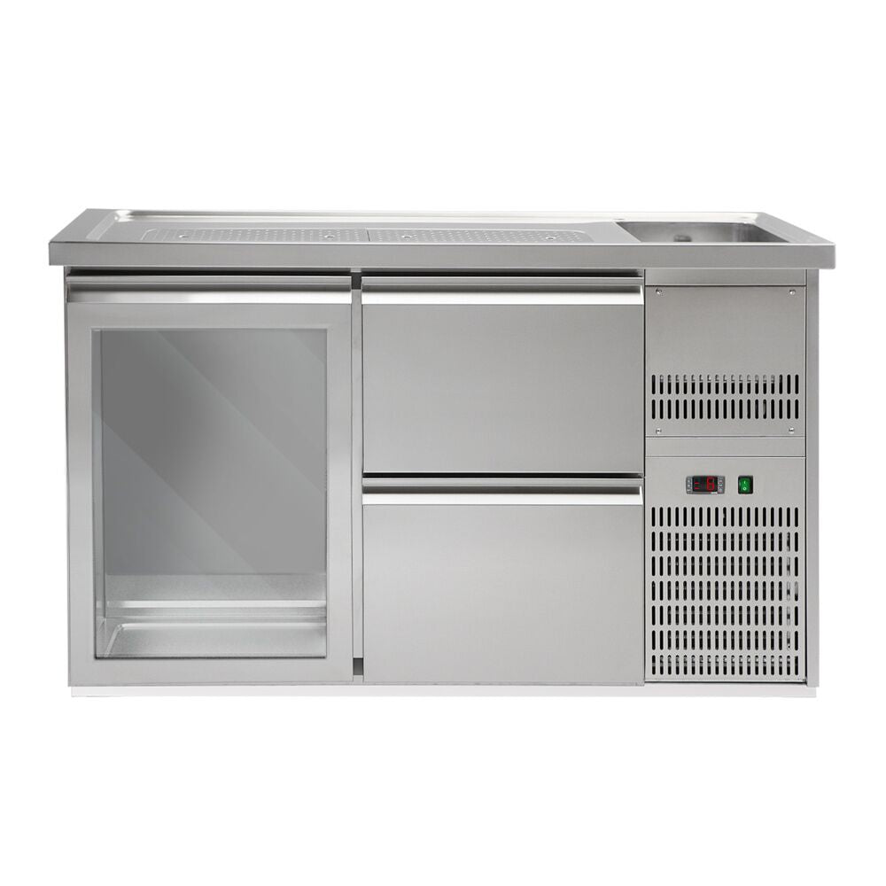 GGM Gastro Výčepní Pult PREMIUM PLUS 1550 mm 1 Dřez 2 Zásuvky