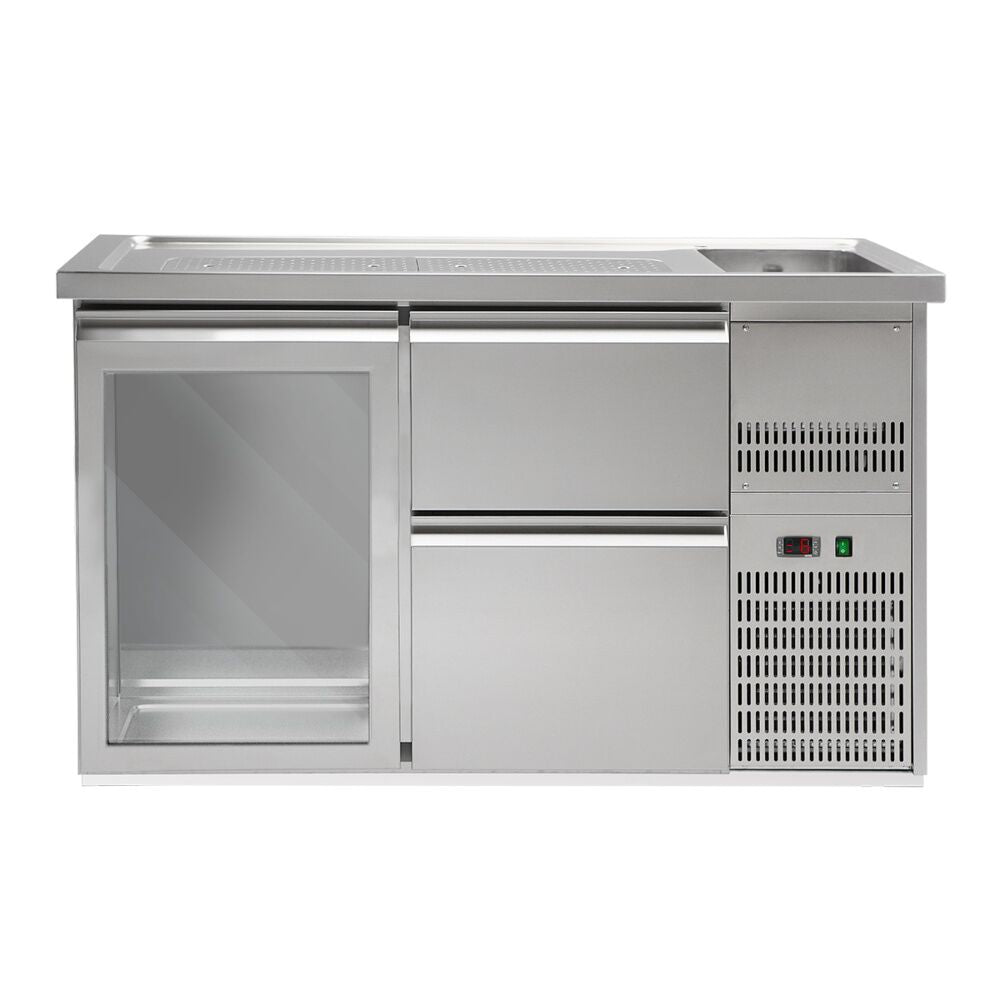 GGM Gastro Výčepní Pult PREMIUM PLUS 1550 mm 1 Skleněné Dveře 2 Zásuvky