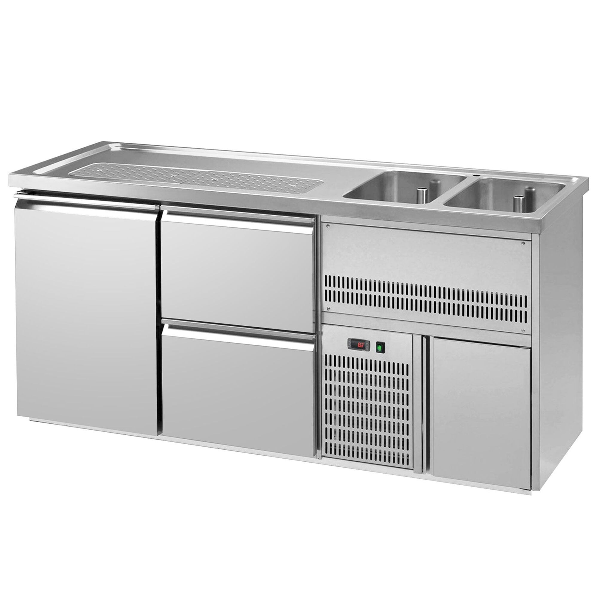 Ausschanktheke Premium PLUS 1950 x 700 mm 2 Becken