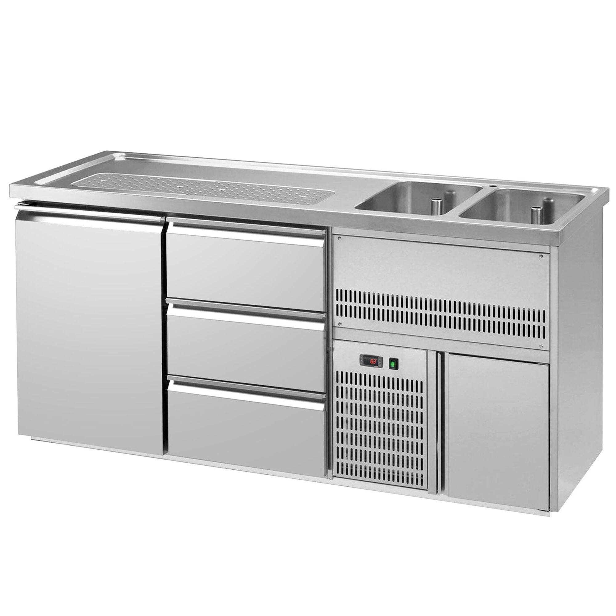 GGM Gastro Premium PLUS Výčepní pult 1950 mm 700 mm Nerez 2 dřezy