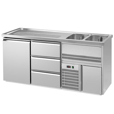GGM Gastro Premium PLUS Výčepní pult 1950 mm 700 mm Nerez 2 dřezy