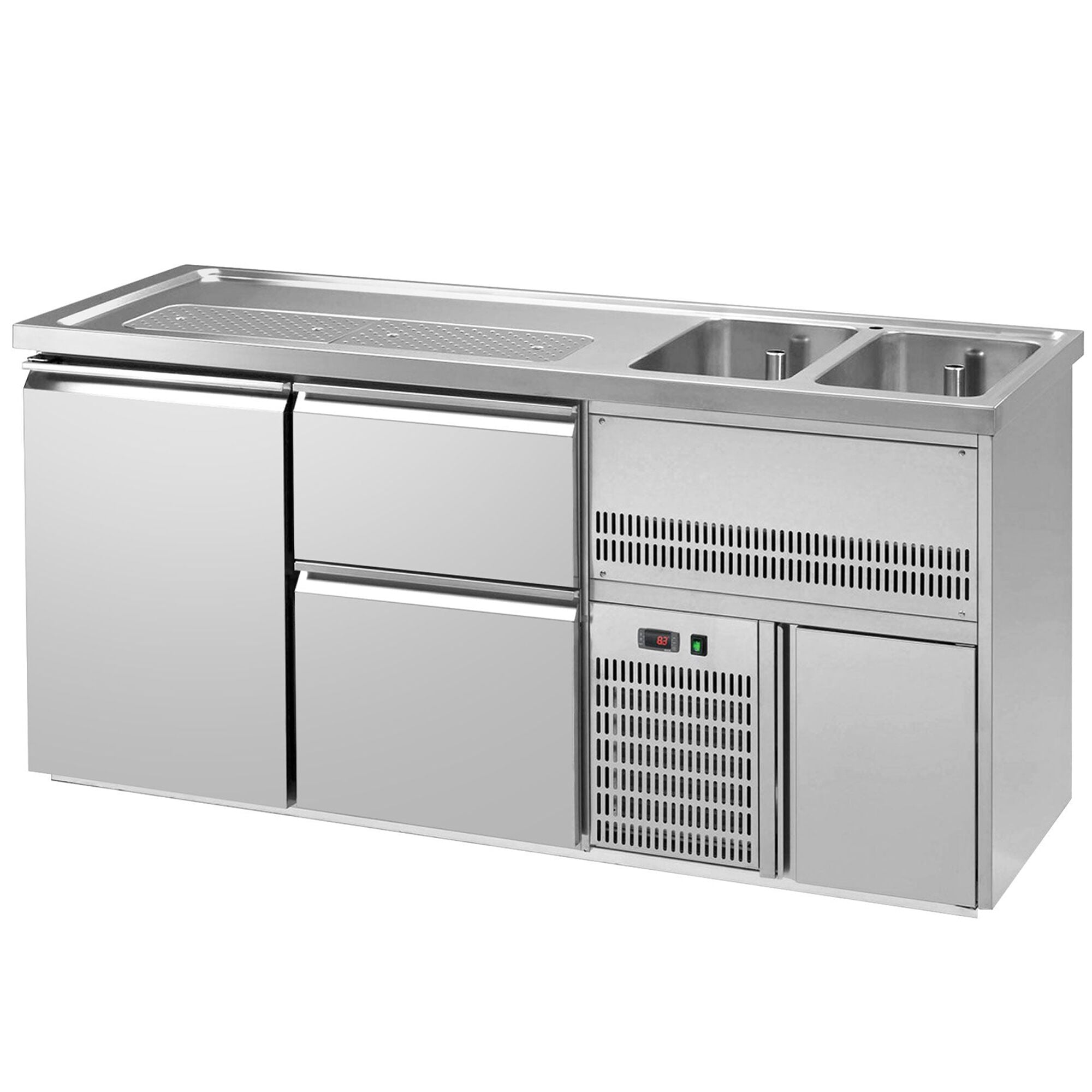 GGM Gastro Výčepní Pult Premium PLUS 1950 mm 2 Dřezy