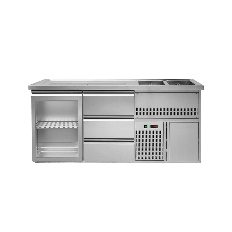 Výčepní Pult Premium PLUS 1950 x 700 mm Glastür 3 Schubladen