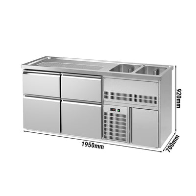 GGM Gastro Výčepní Pult Premium PLUS 4 Zásuvky 2 Dřezy