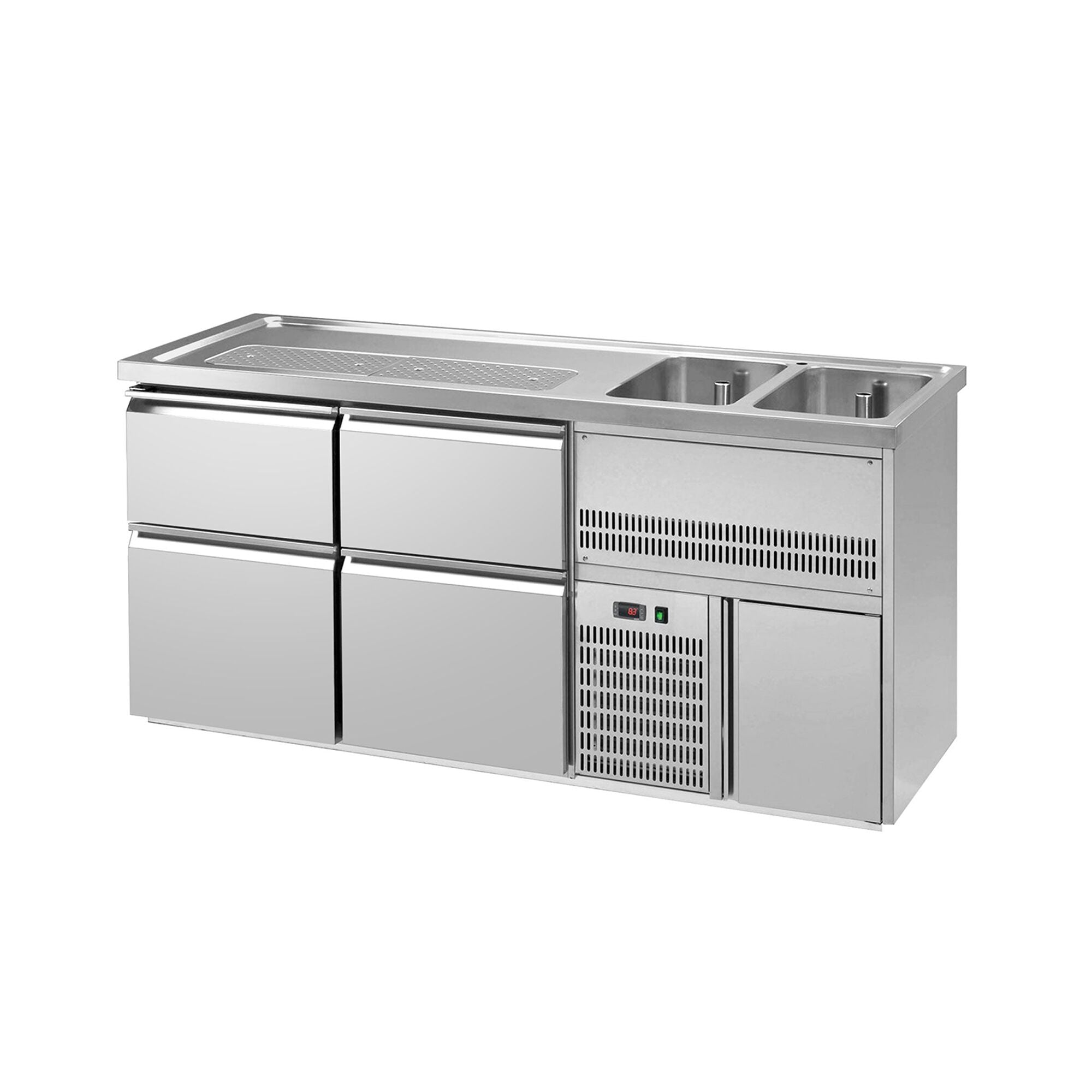 GGM Gastro Výčepní Pult Premium PLUS 4 Zásuvky 2 Dřezy