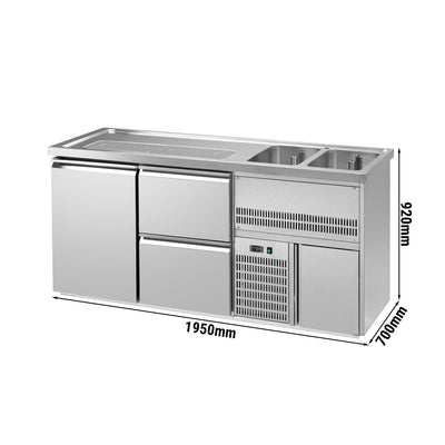 Ausschanktheke Premium PLUS 1950 x 700 mm 2 Becken